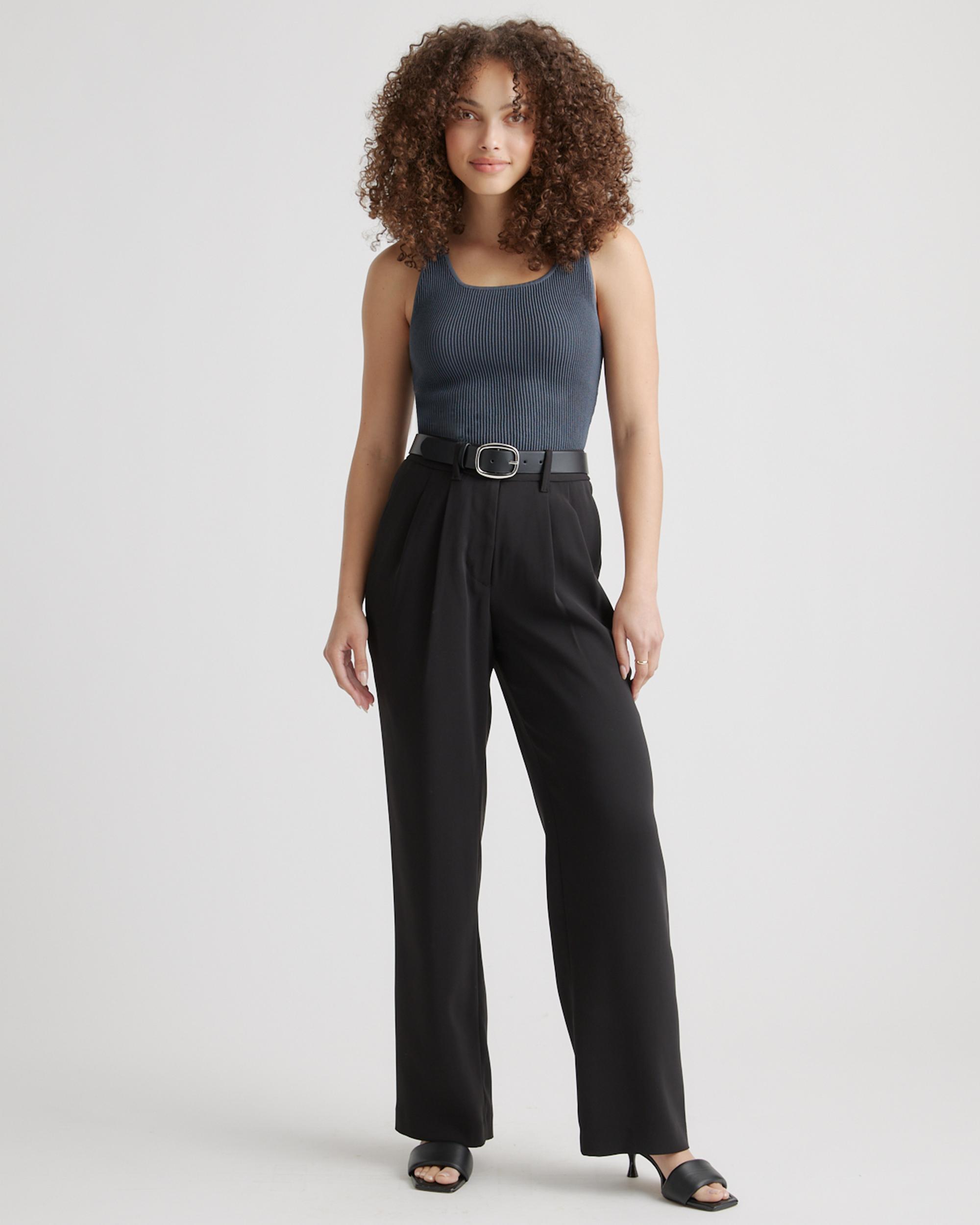 Quince | Women's Stretch Crepe Pleated Wide Leg Pants Recycled Polyester Product Image