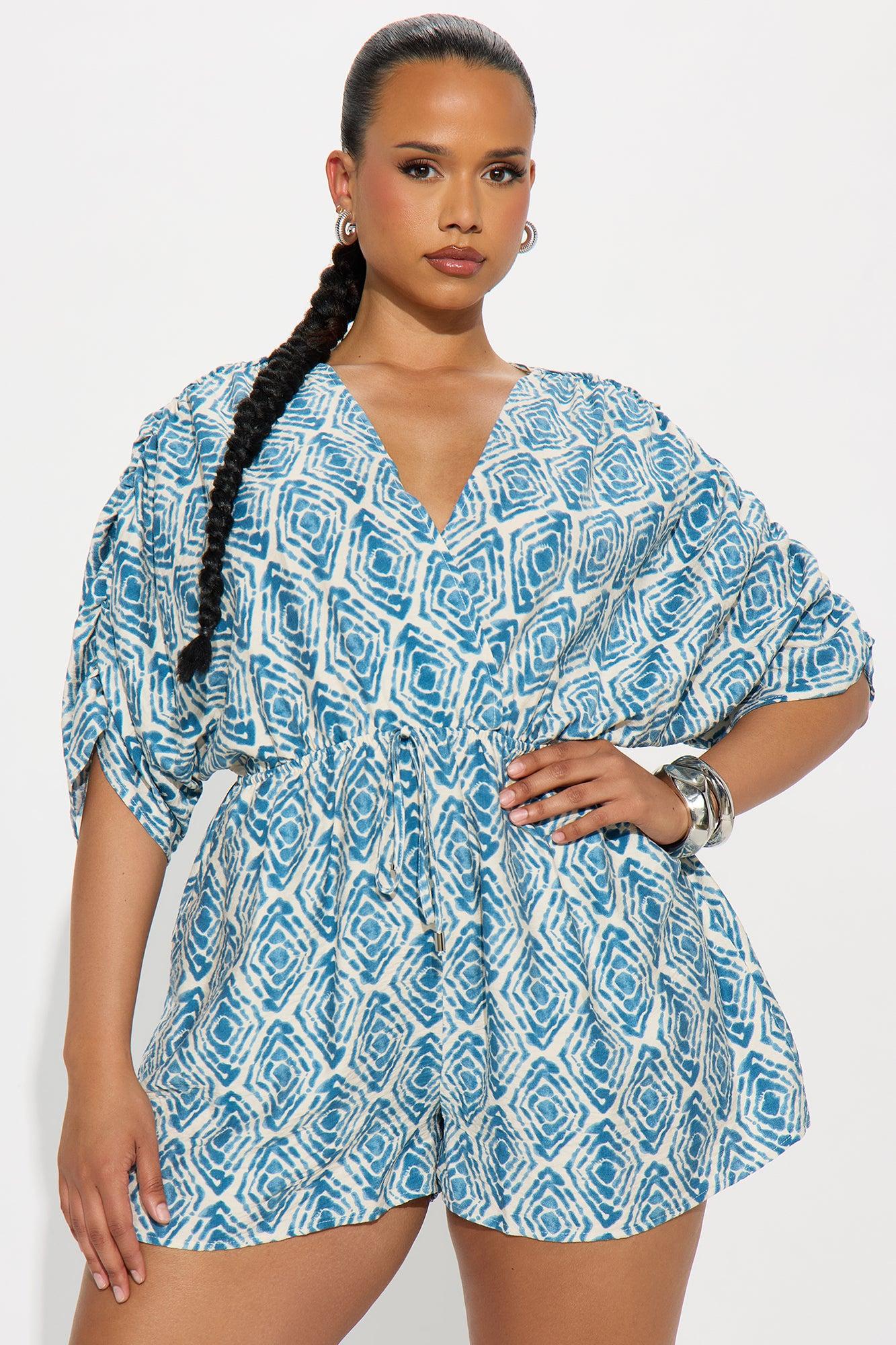 Wildflower Textured Romper - Blue/combo Female Product Image