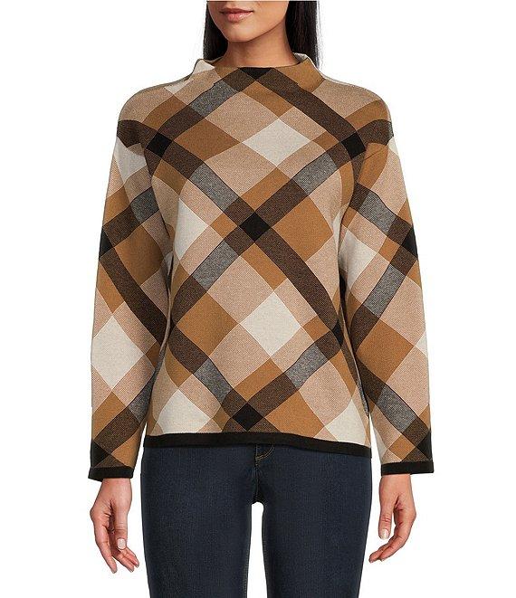 Jones New York Jacquard Mock Neck Long Sleeve Pullover Sweater Product Image