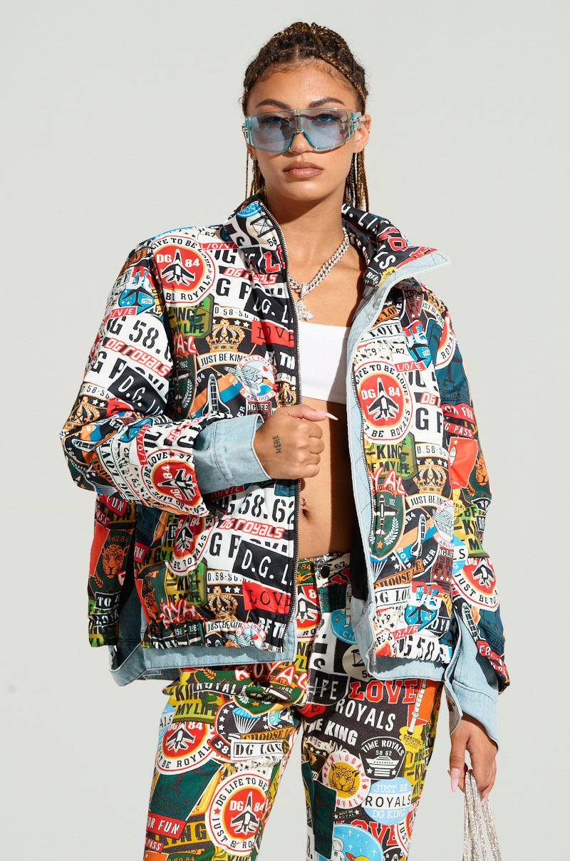RED LIGHT LAYERED GRAPHIC BOMBER Product Image