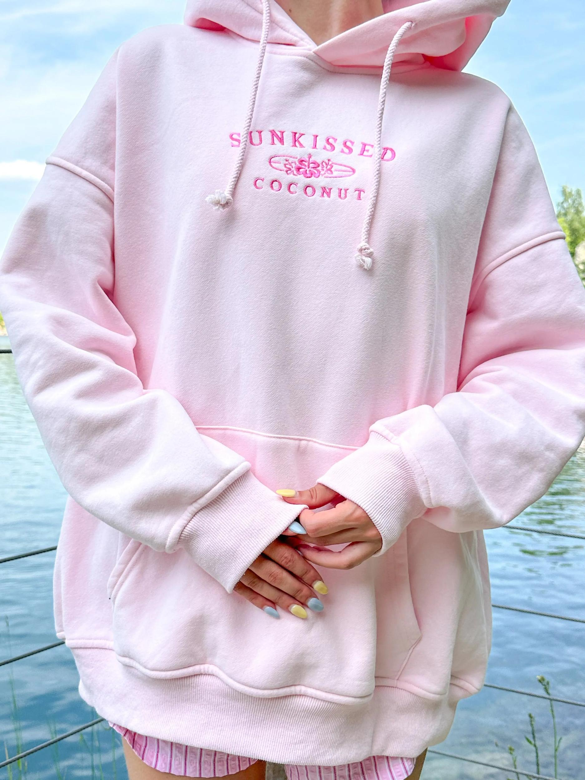 Tana Light Pink Embroider Sunkissedcoconut Hoodie Product Image