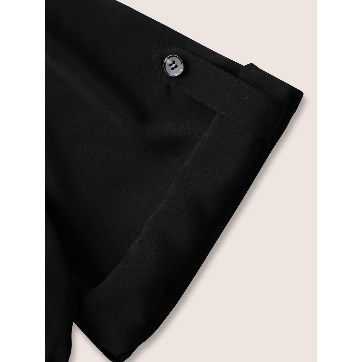 Plus Size Black Shirt Collar Button Cuff Sleeve Blouse Women Office Half Sleeve Shirt collar Office Blouses BloomChic 26/4X Product Image