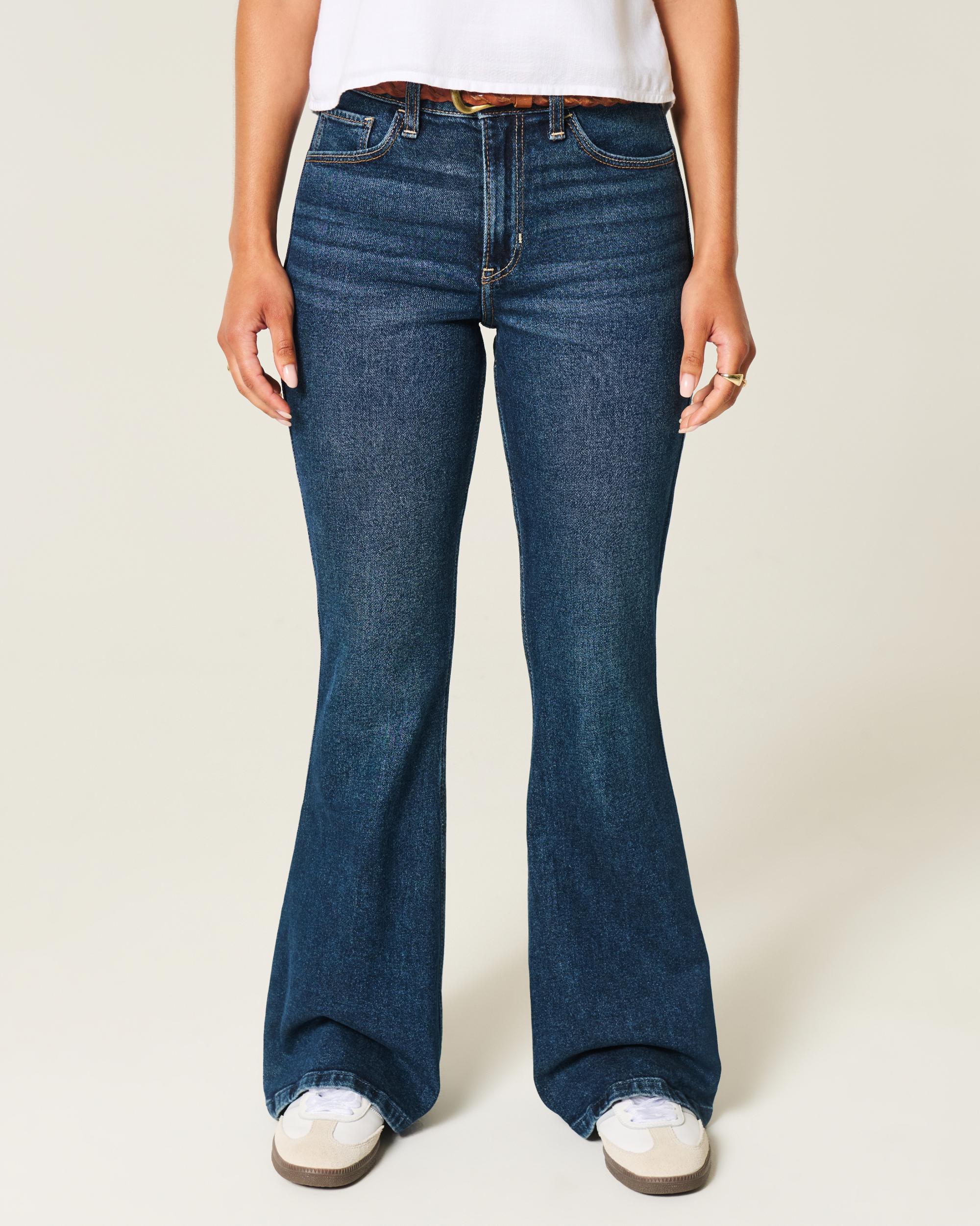 High-Rise Dark Wash Flare Jeans Product Image