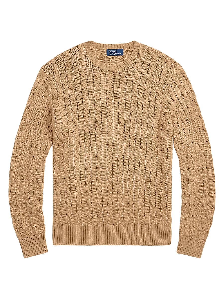 Mens Cable-Knit Cotton Crewneck Sweater Product Image