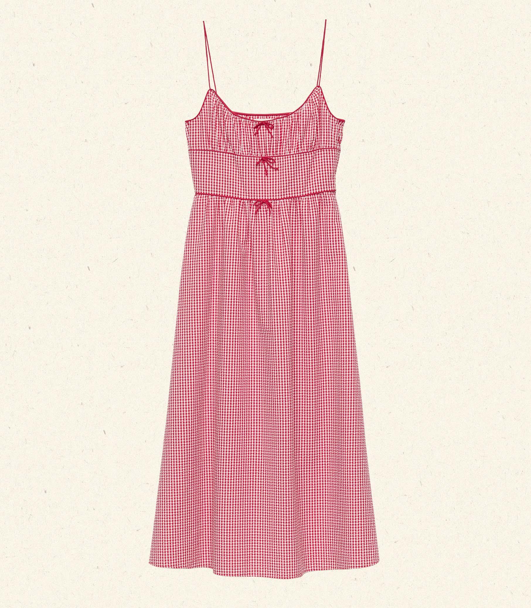 BELLINE DRESS -- ROUGE LA MADDALENA GINGHAM Product Image