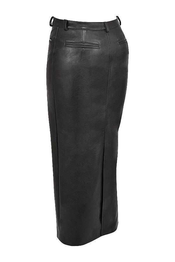 Tana  black vegan leather maxi skirt Product Image