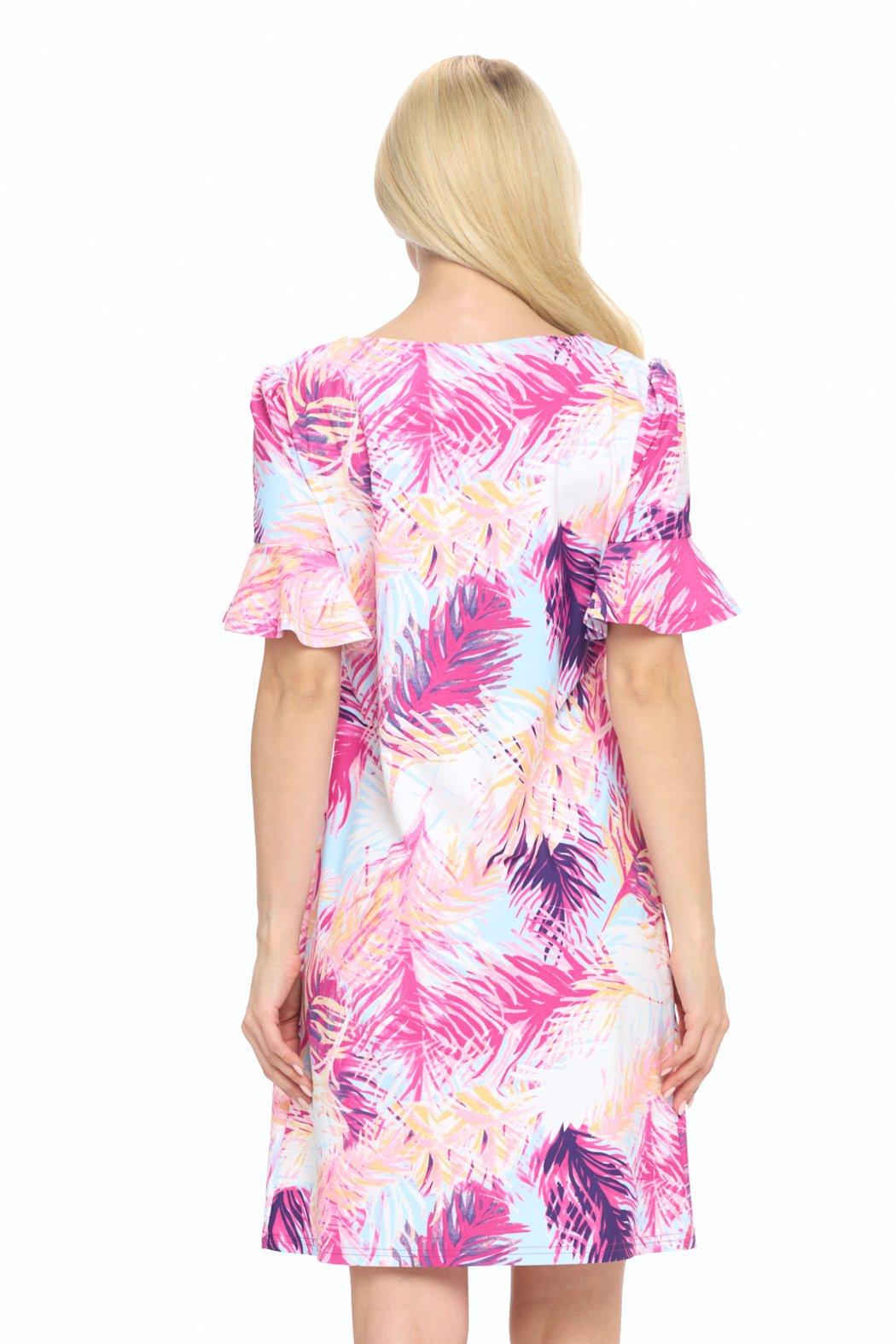 Fushia Ruffle Sleeve Dress Product Image