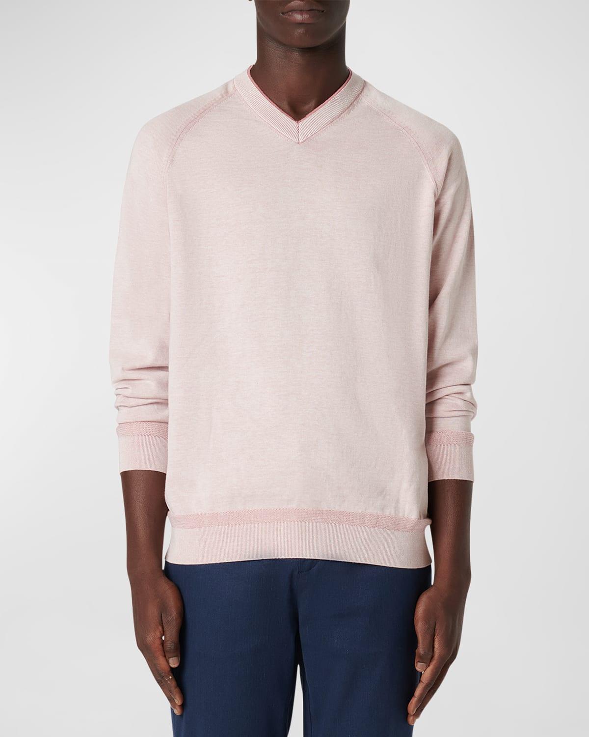 Mens Cotton-Silk V-Neck Sweater Product Image