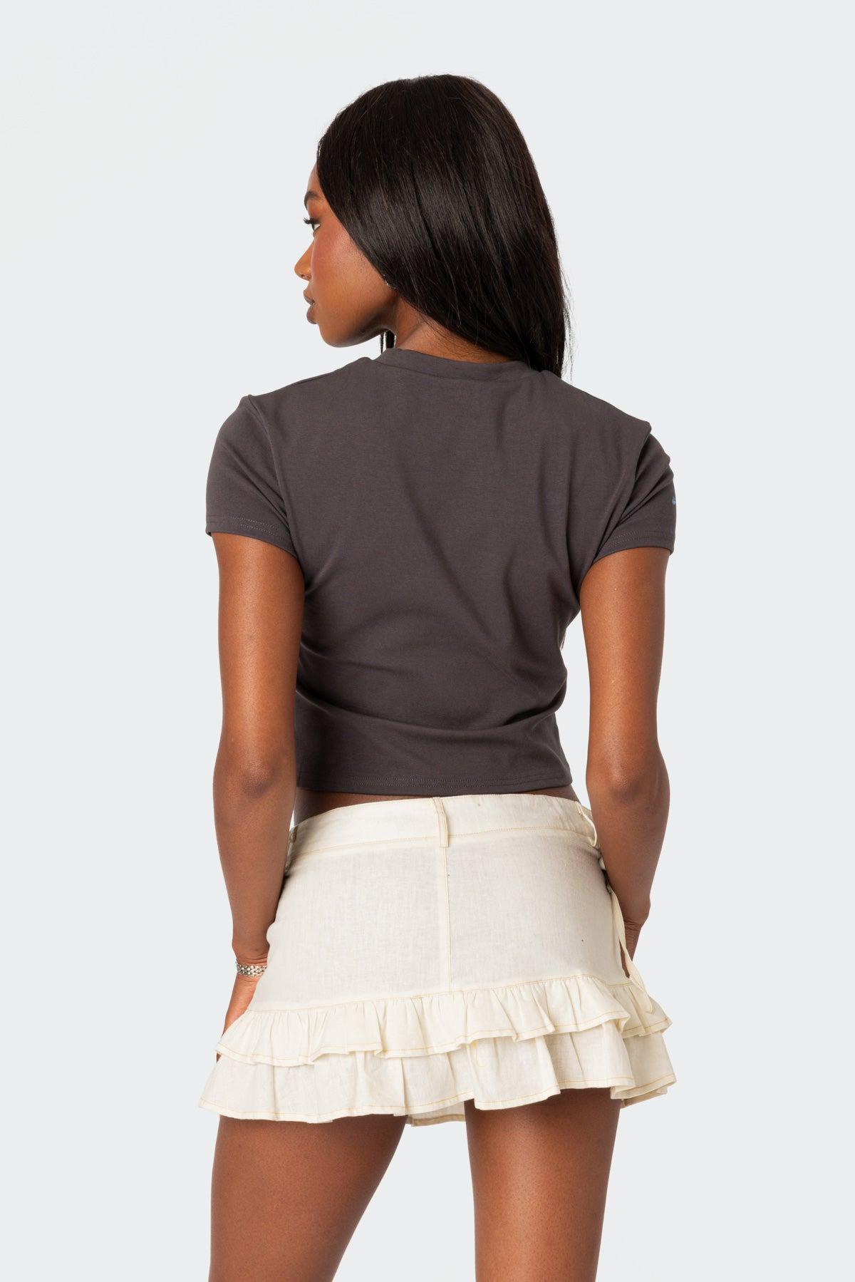Dev Ruffle Linen Look Mini Skirt Product Image