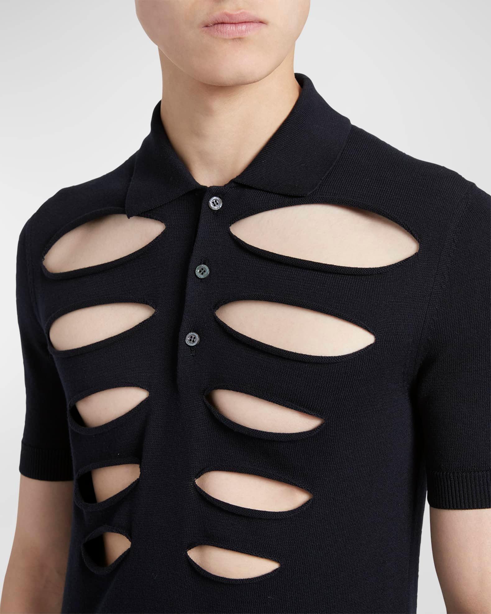 Men's Slit Cotton Polo Shirt Product Image