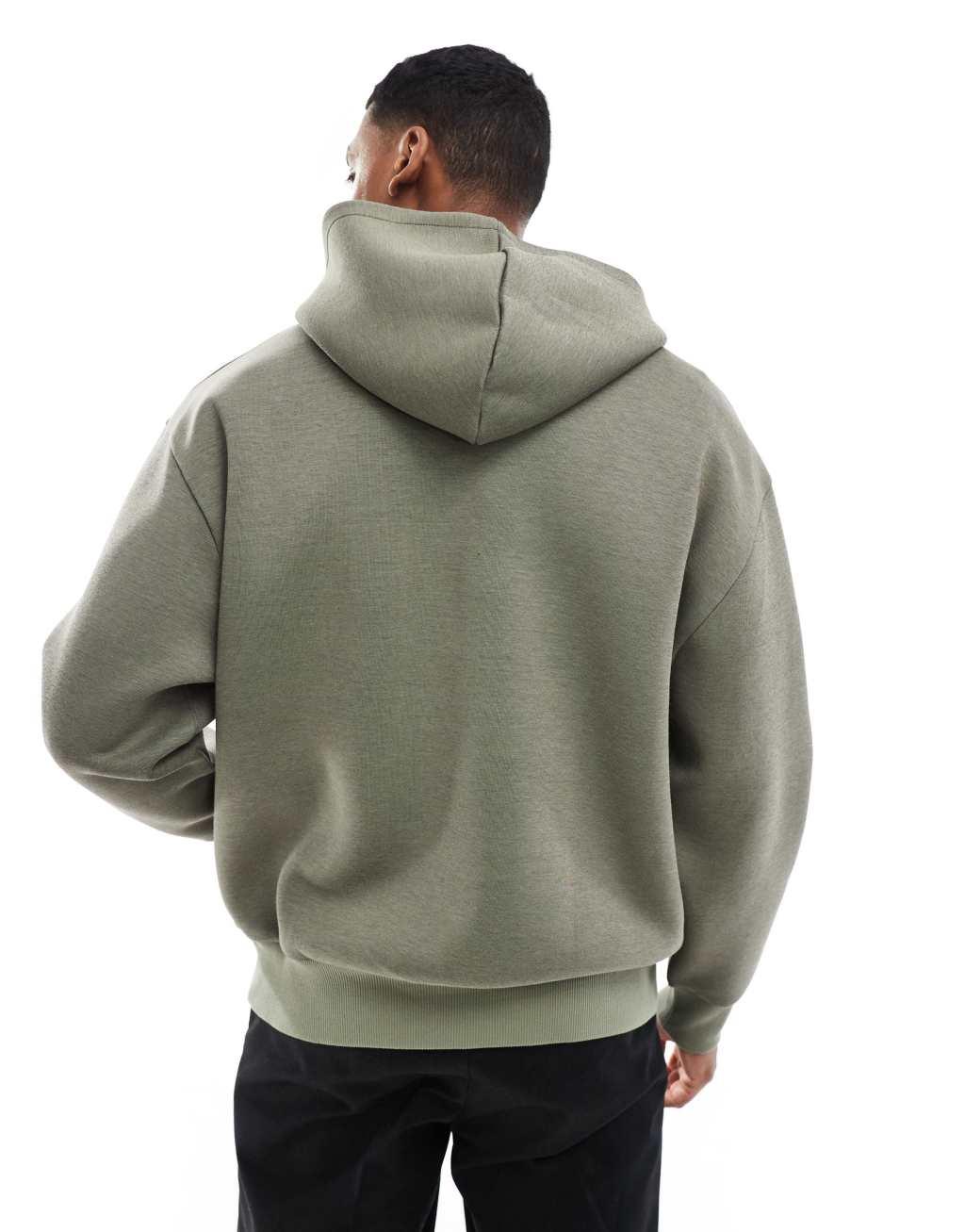 ASOS DESIGN heavyweight oversized scuba hoodie in khaki Product Image