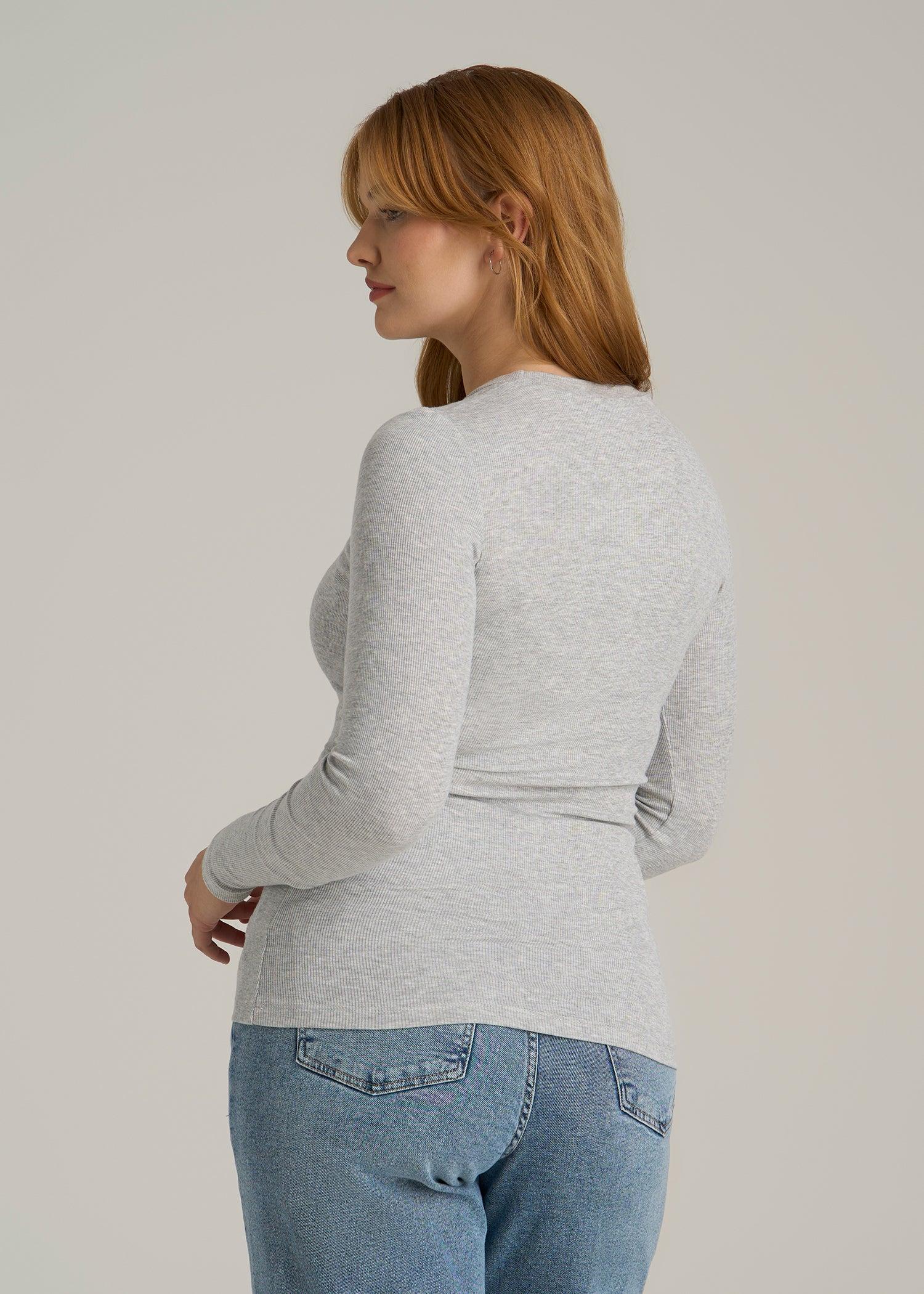 FITTED Ribbed Long Sleeve Tee for Tall Women in Grey Mix Female Product Image
