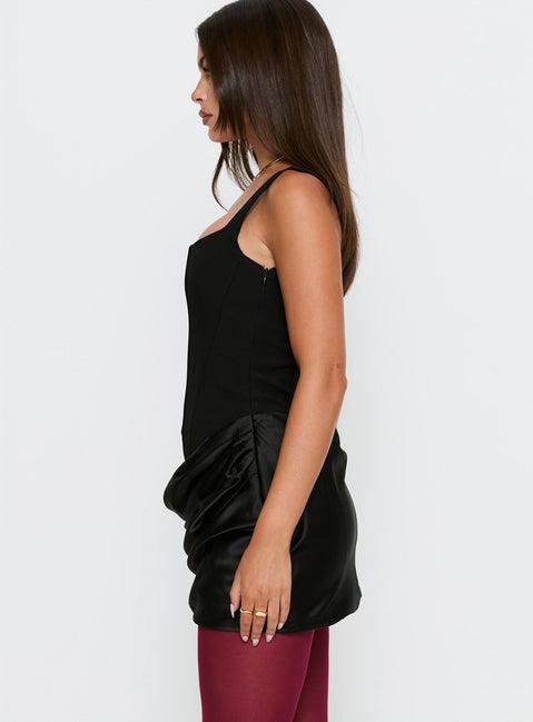 Ryana Corset Drape Mini Dress Black Product Image