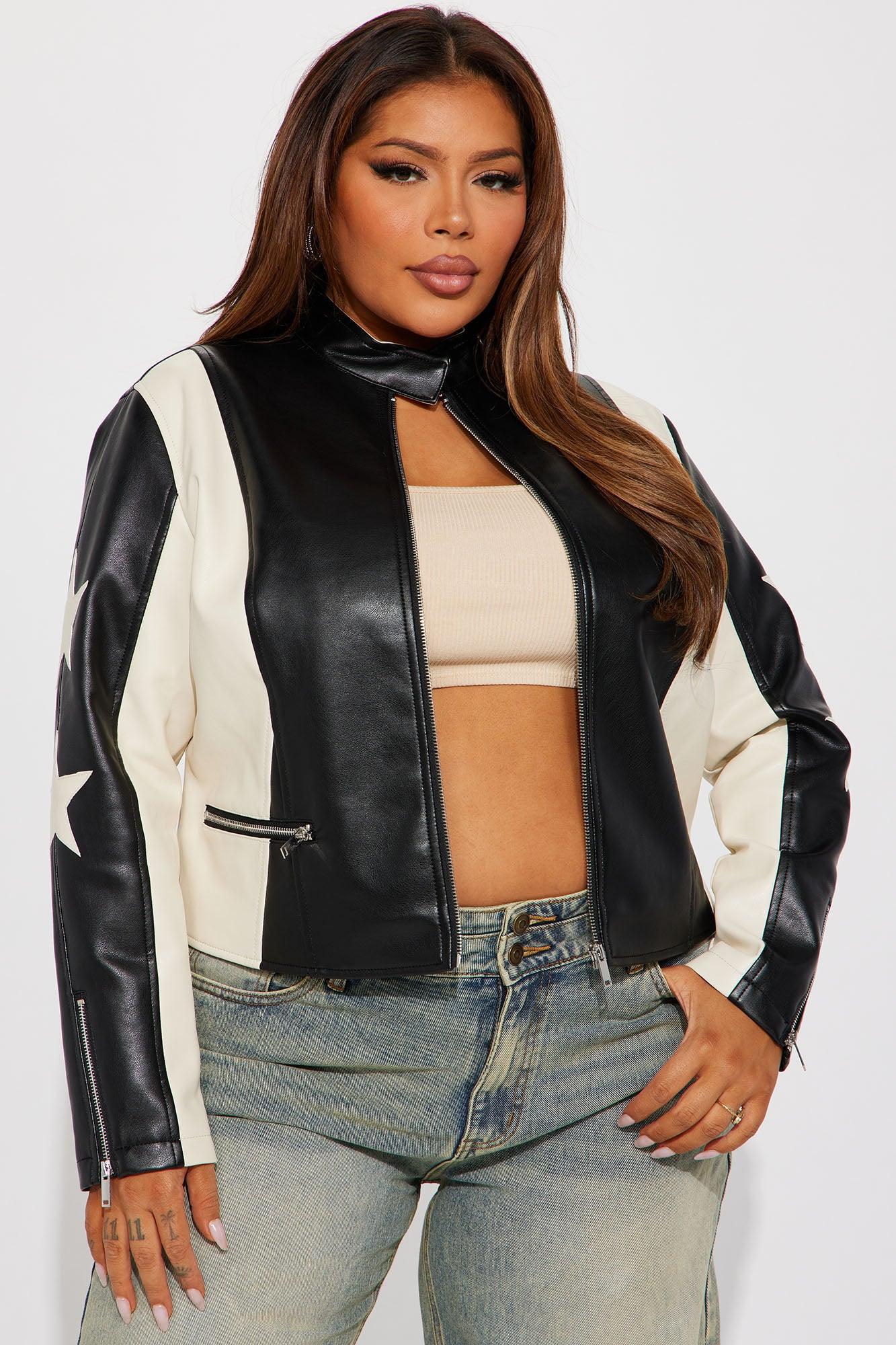 Superstar Faux Leather Jacket - Black/White Female Product Image