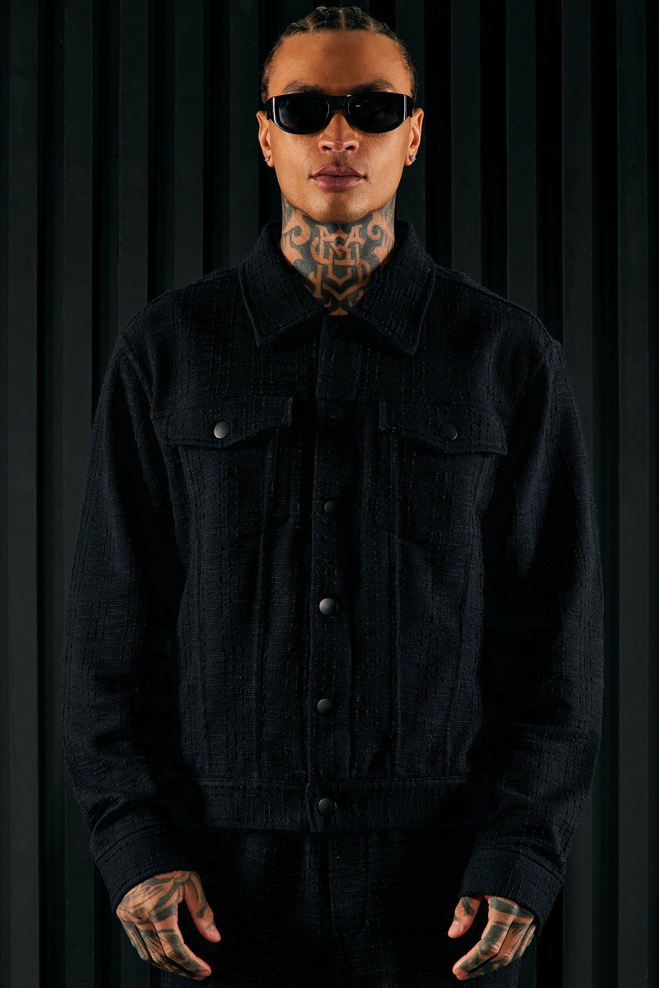 Jordan Textured Trucker Jacket - Black Product Image