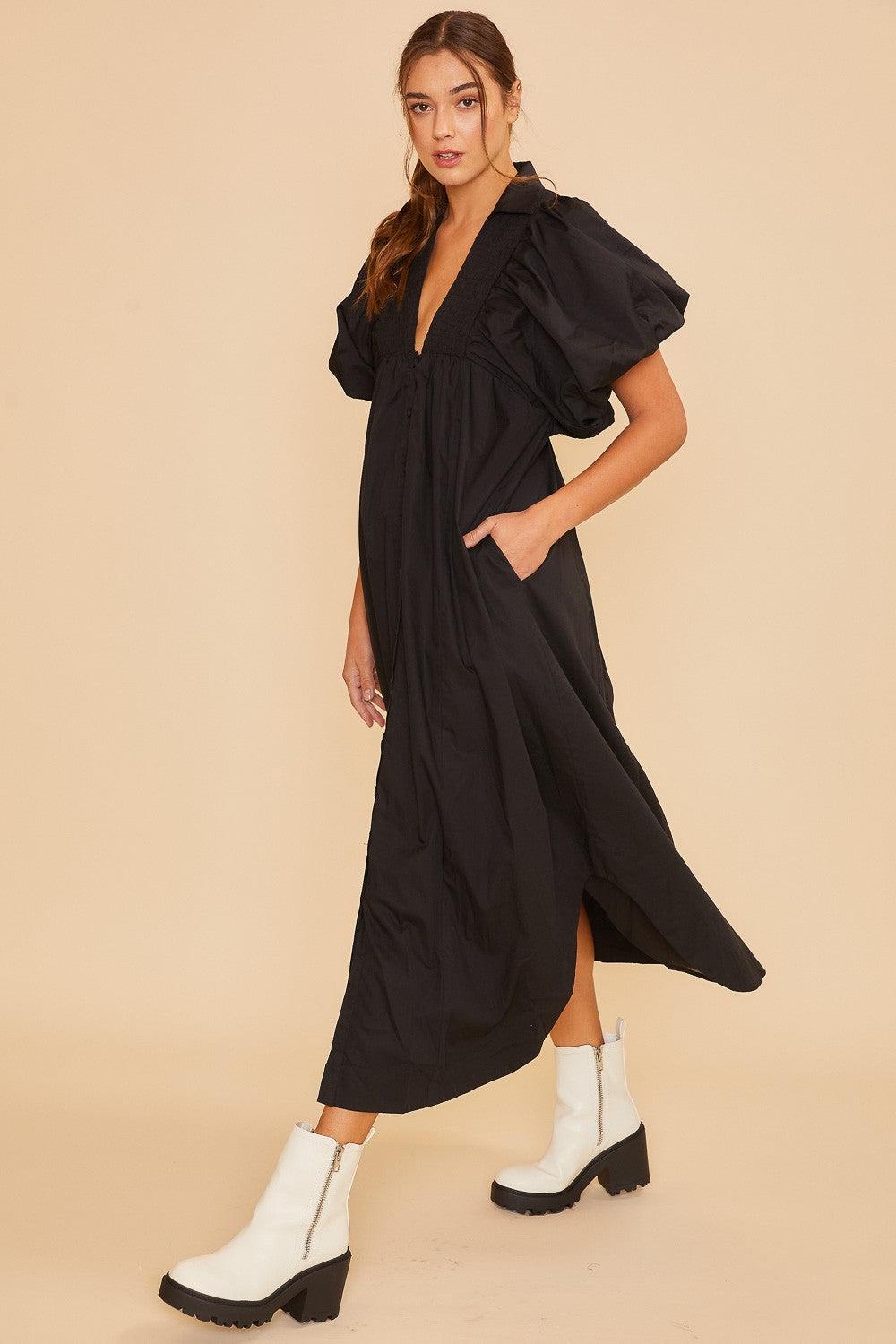 Puff Sleeve Midi Dress Product Image