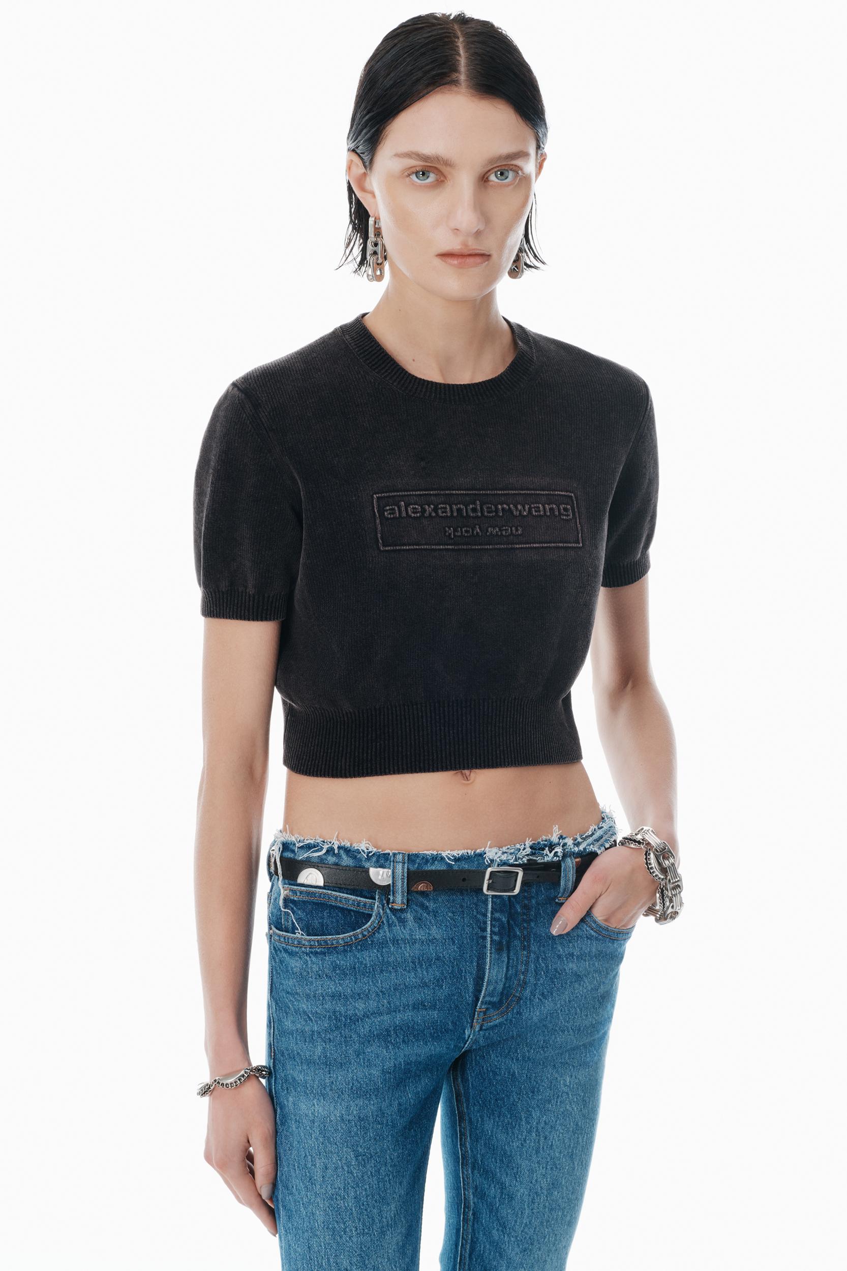 Black Cotton-blend Chenille Logo Pullover Product Image