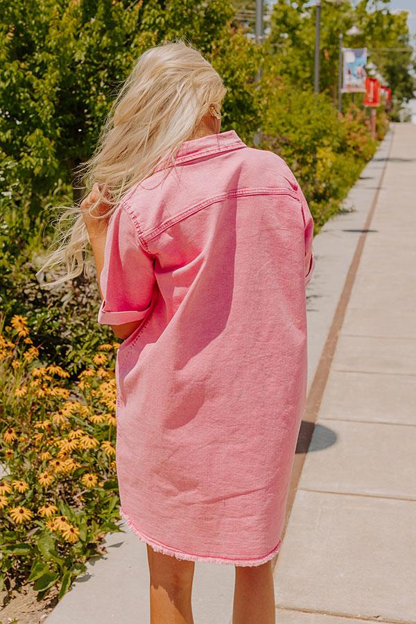 Urban Edge Denim Mini Dress in Pink Product Image