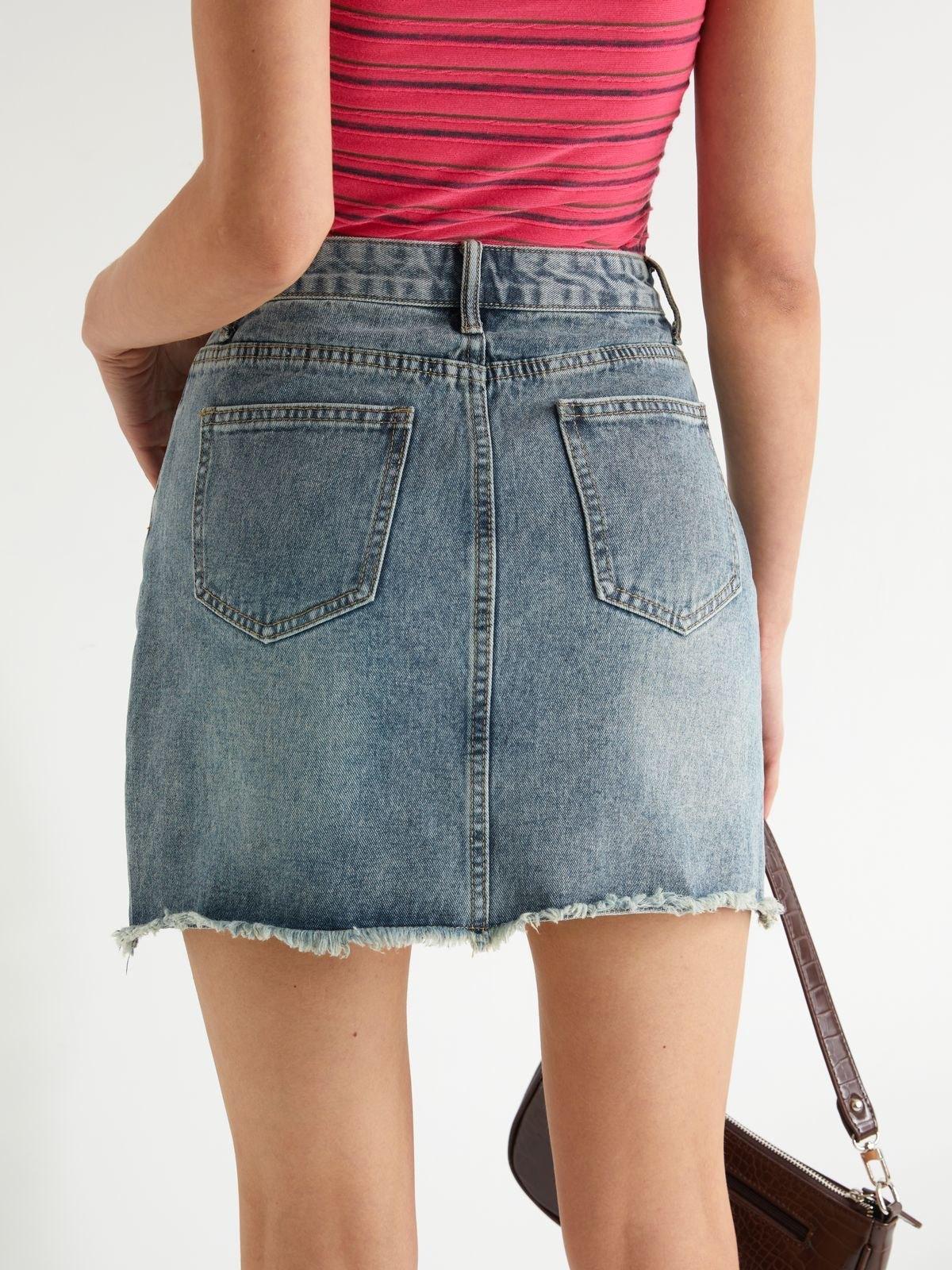 Lace Up Washed Denim Mini Skirt Product Image