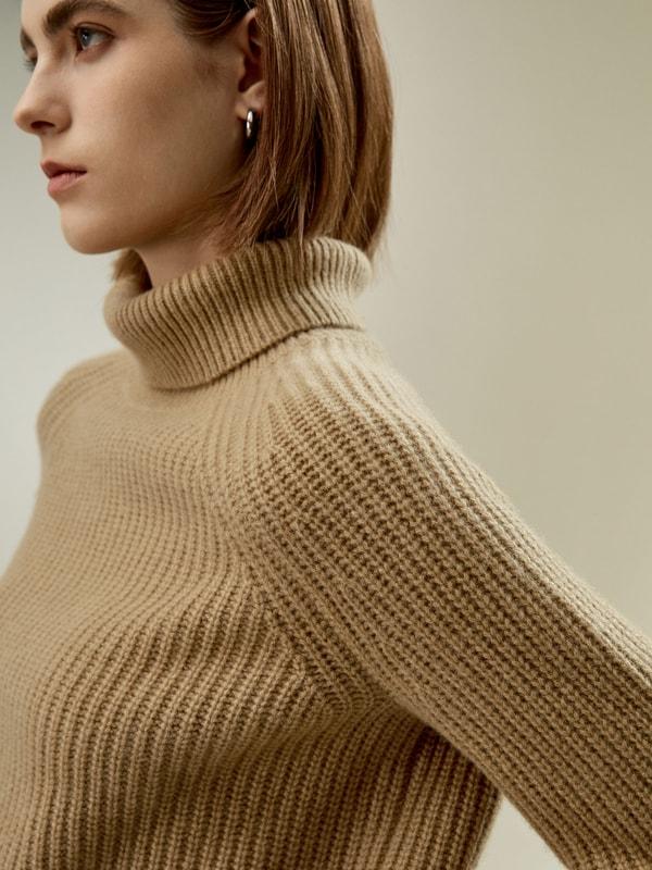 Cashmere Textured Turtleneck Sweater Product Image