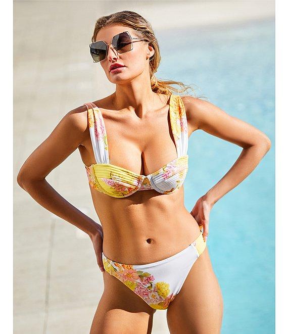 Antonio Melani Patchwork Floral Tripunto Underwire Bralette Swim Top Product Image