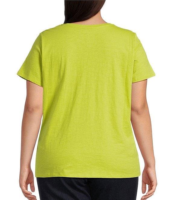Eileen Fisher Plus Easy Organic Cotton Jersey Knit V-Neck Short Sleeve Tee Product Image