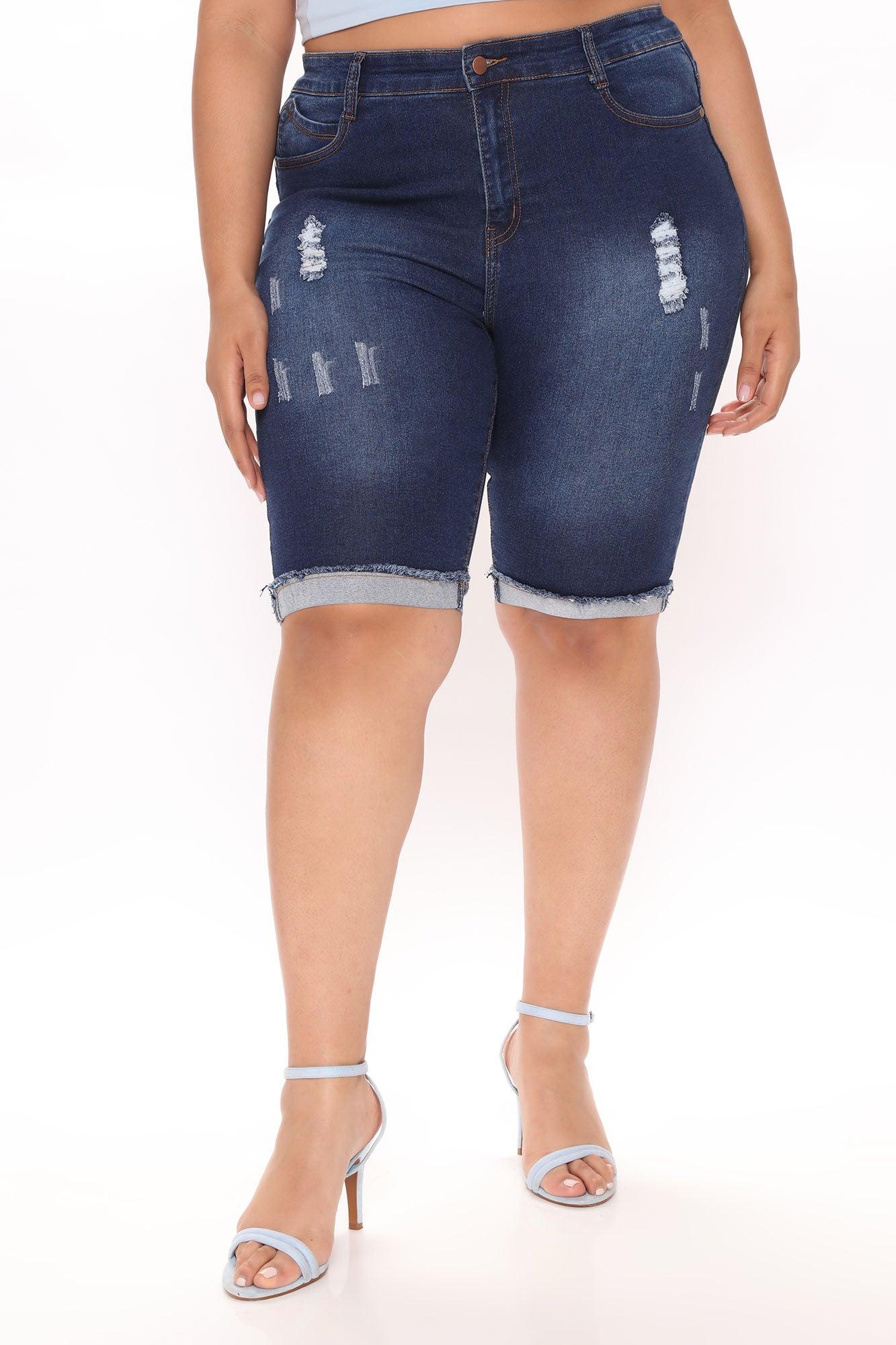 Hold Me Closer Booty Lifting Denim Bermudas - Dark Wash Product Image