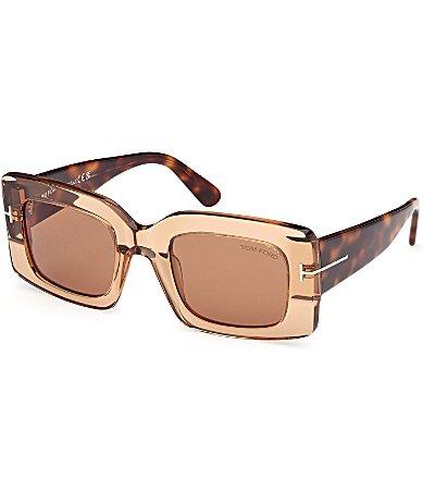 TOM FORD Womens Brigitta 50mm Rectangle Sunglasses - Shiny Transparent Beige/Havana Product Image