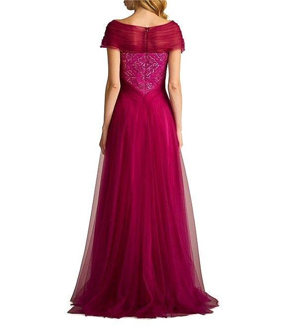 Tadashi Shoji Taffeta Sequin Print V-Neck Cap Sleeve Gown Product Image