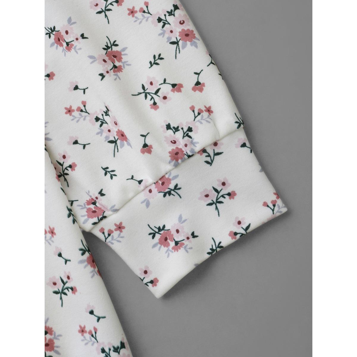 Plus Size Ditsy Floral Round Neck Sweatshirt Women Multicolor Casual Contrast Loose Round Neck Everyday Sweatshirts BloomChic 30/6X Product Image