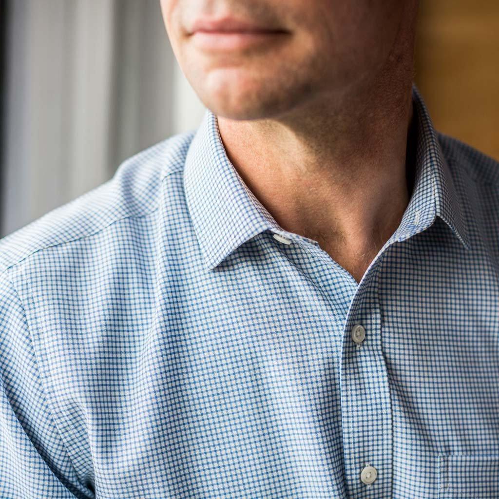 Merino Wool Dress Shirt | Blue Check Product Image