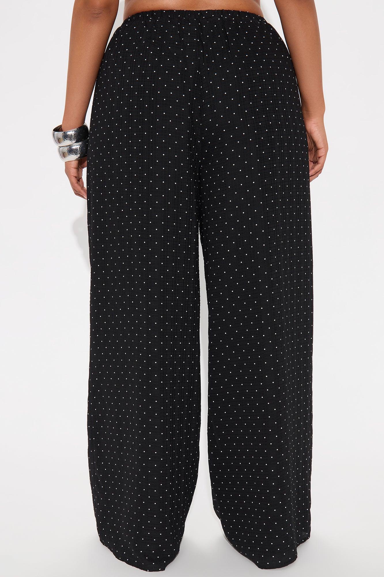 On My Way Polka Dot Wide Leg Pant - Black Female Product Image