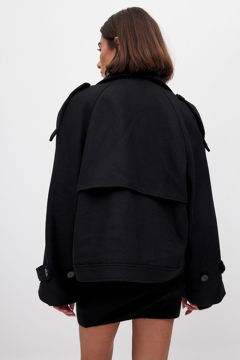 Short Wool Blend Raglan Jacket Product Image