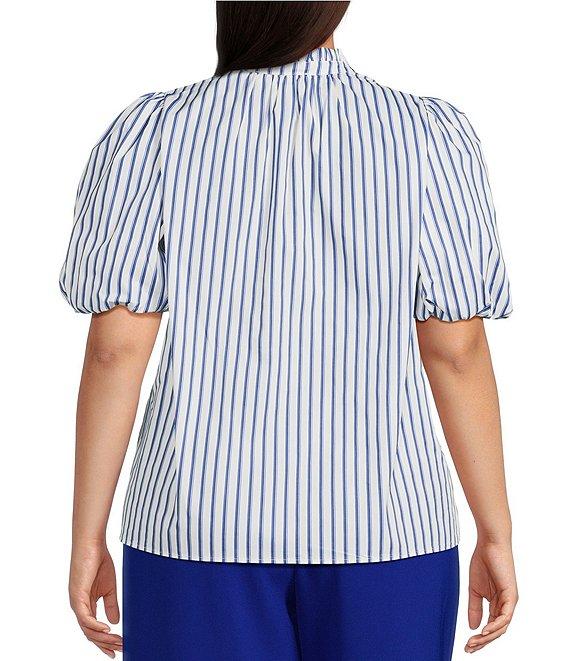 Sugarlips Plus Fannie Striped Puffed Sleeve Woven Blouse Product Image