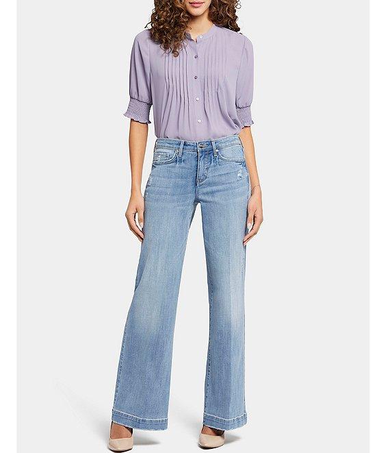 NYDJ Teresa Stretch Denim Mid Rise Wide Leg Jeans Product Image