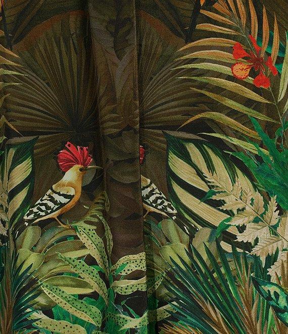 John Mark Tropical Print Collared Long Roll-Tab Sleeve Tunic Product Image