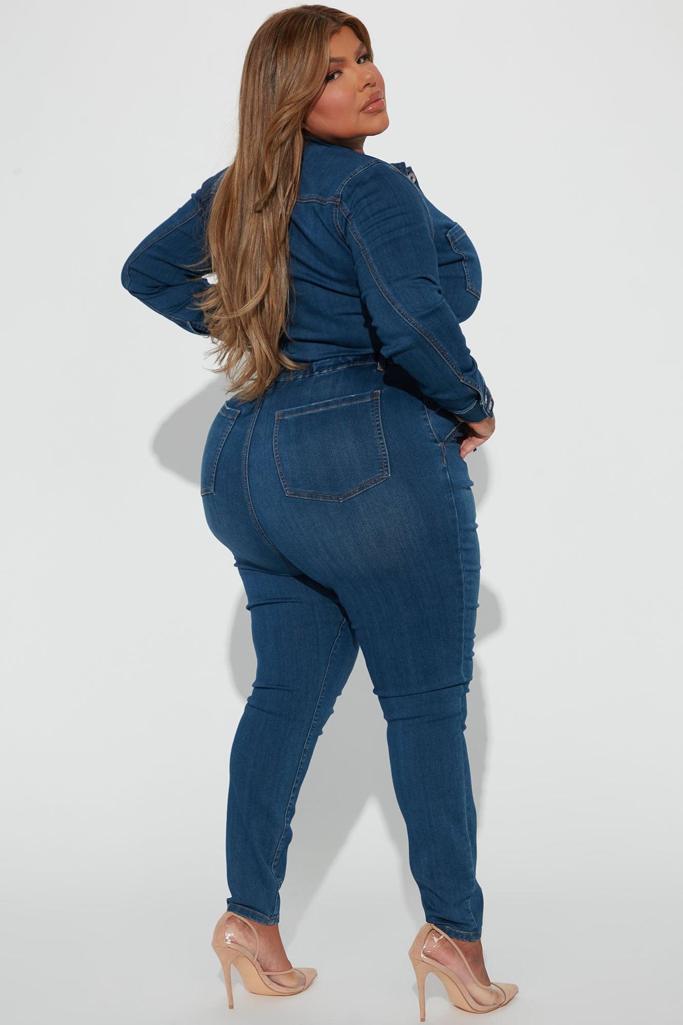 Don't Go Denim Jumpsuit - Dark Wash Product Image