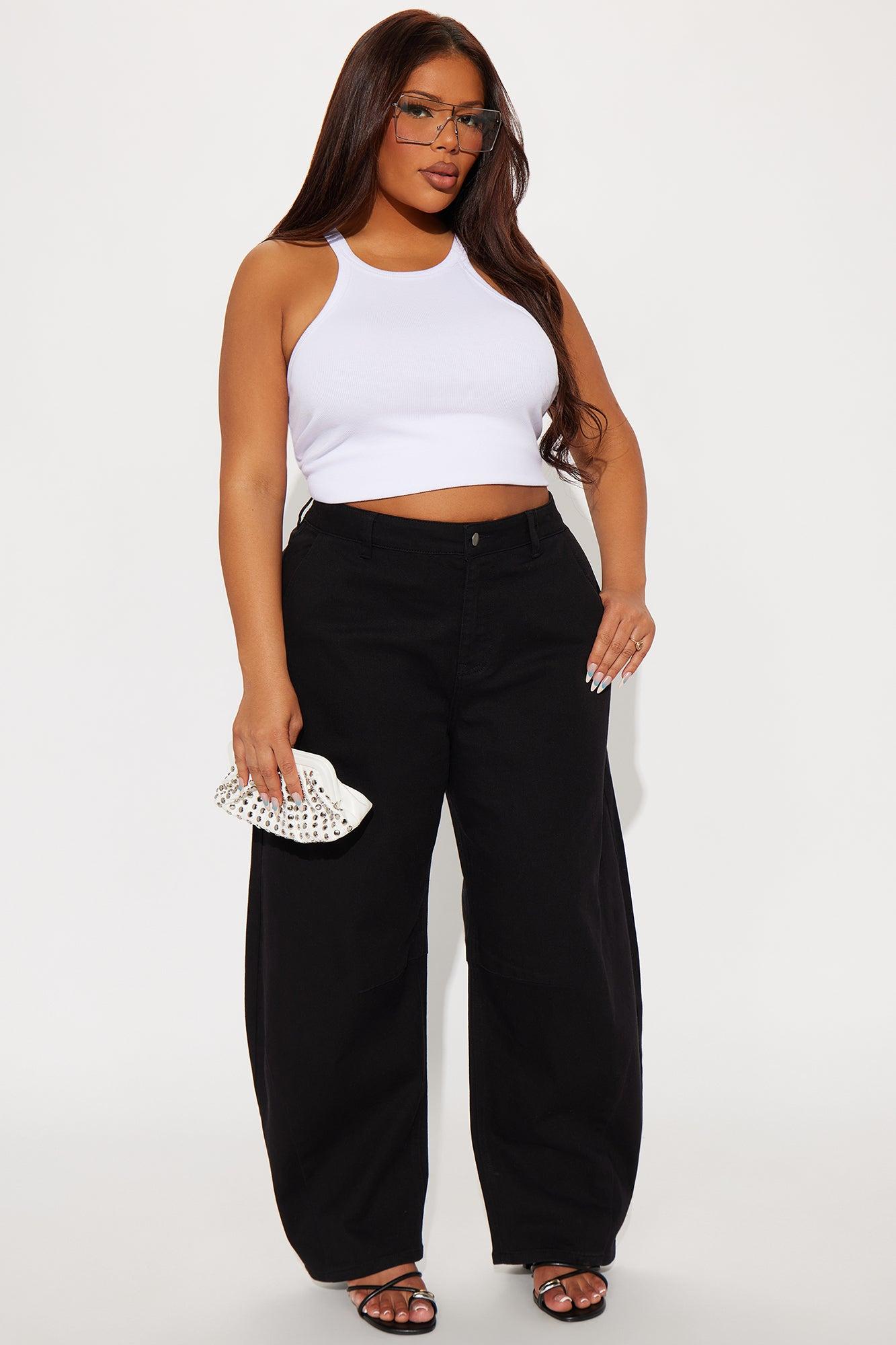 Myka Wide Leg Twill Barrel Pant - Black Female Product Image