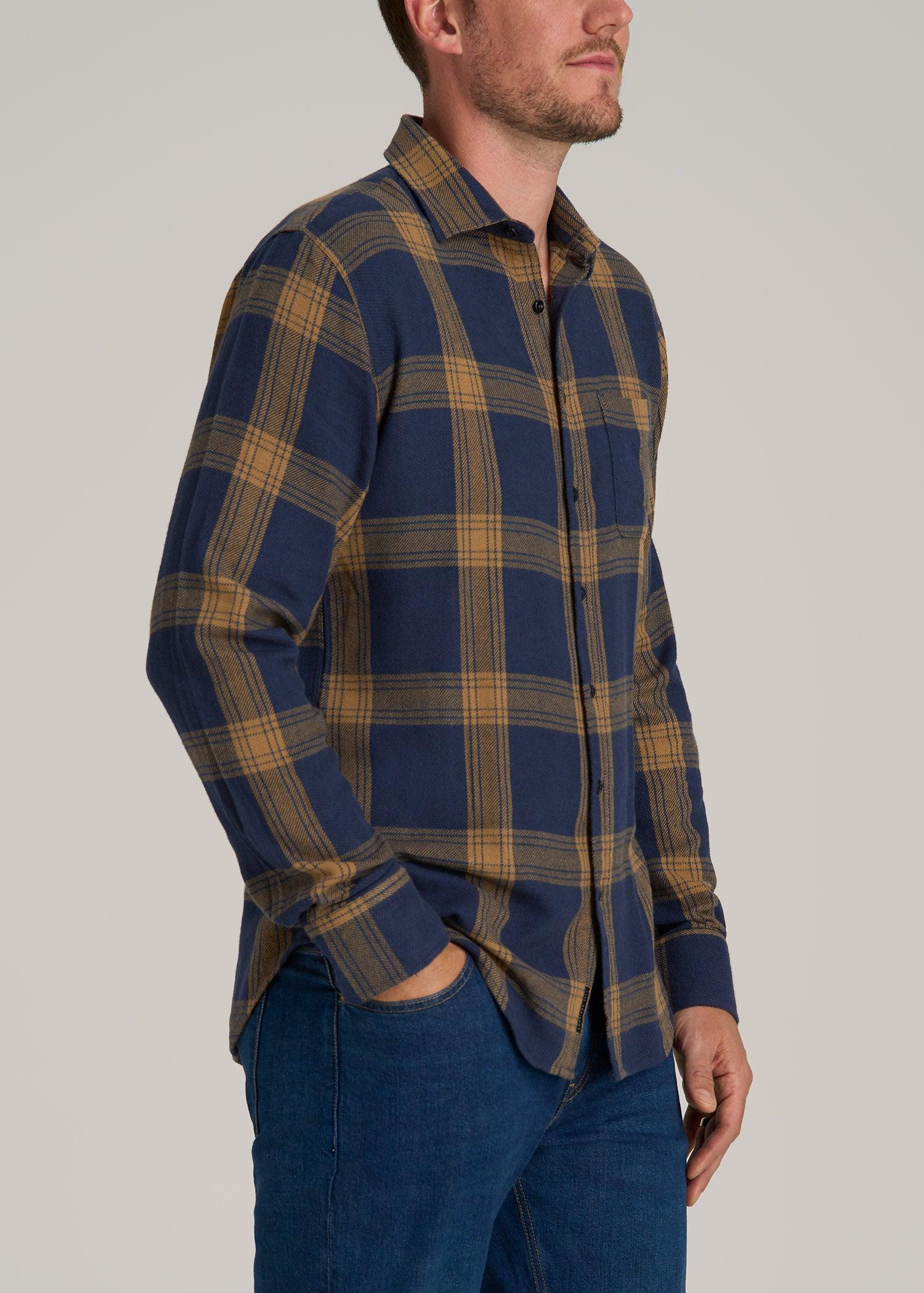 Nelson Flannel Shirt for Tall Men in Blue Tartan Male Product Image
