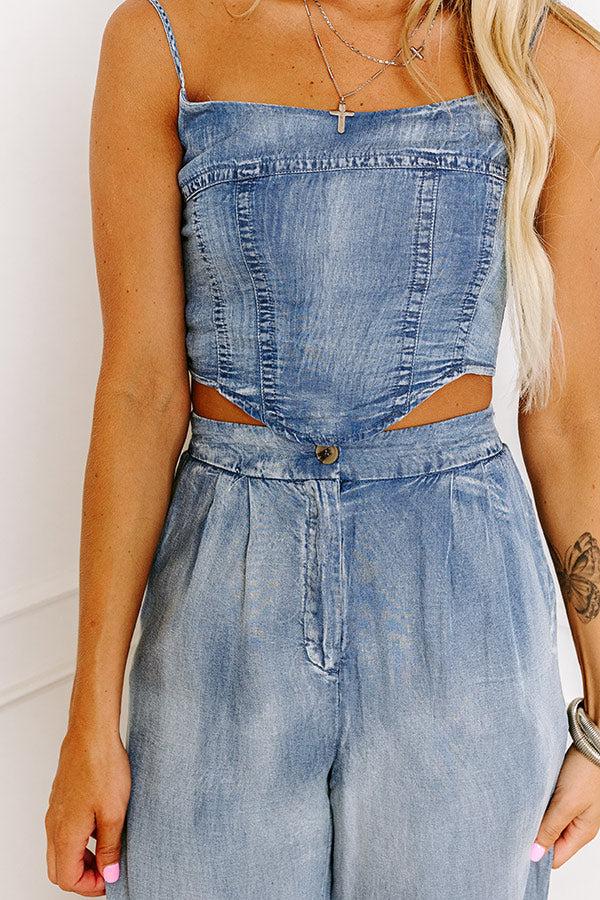 Downtown Dallas High Waist Chambray Pants Product Image