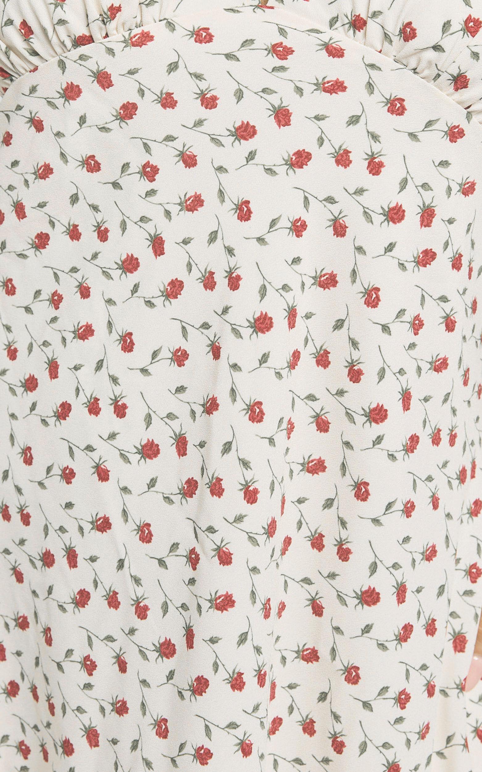 Emmett Mini Dress - Tie Halter Neck Low Back Dress in White Floral Product Image