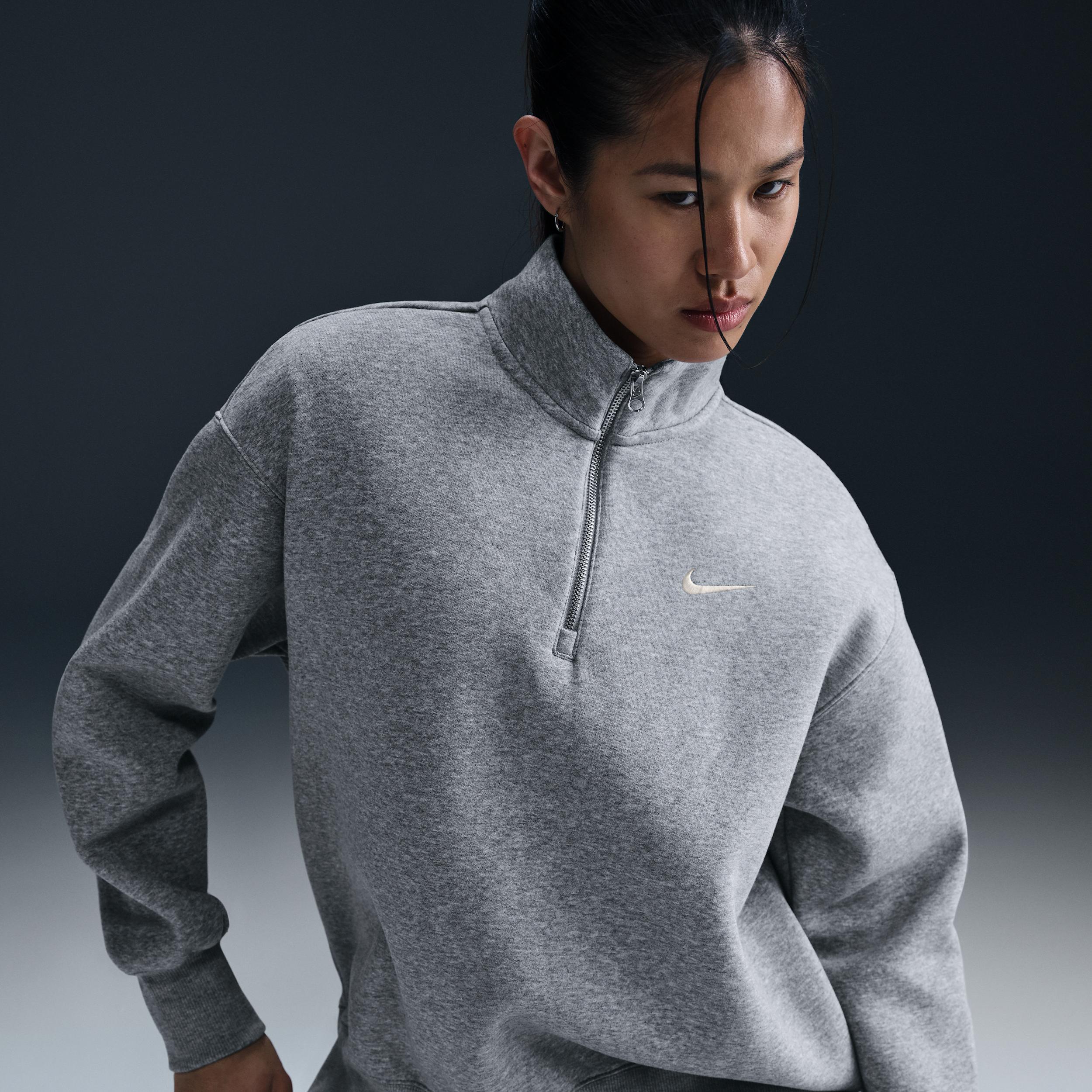 Womens Nike Sportswear Phoenix Fleece Oversized 1/4-Zip Long Sweatshirt | HJ0931-063 Product Image