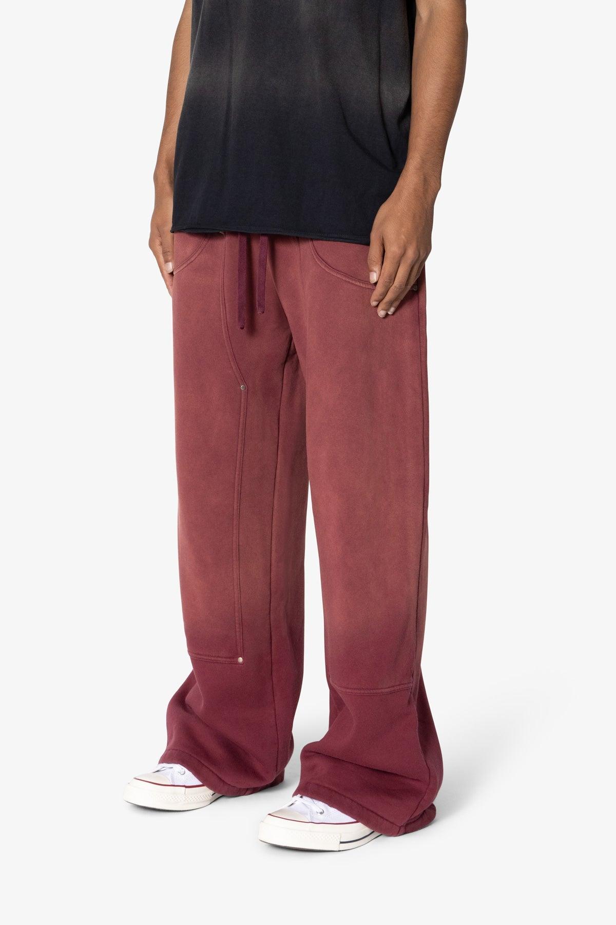 West Double Knee Sweatpants - Red Product Image