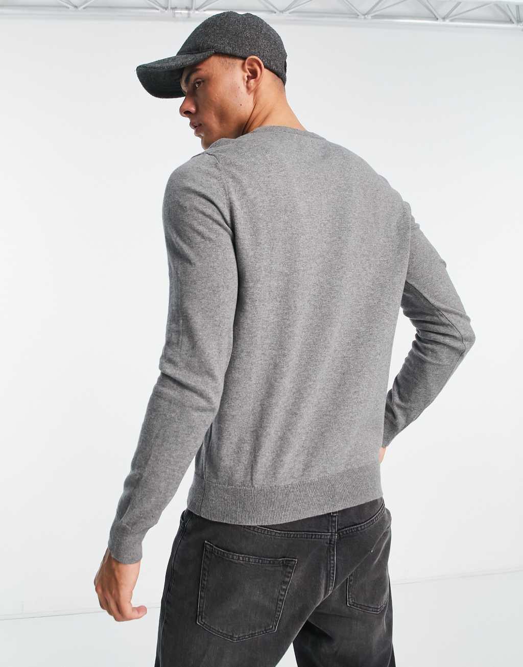 Scalpers round neck sweater in gray melange Product Image