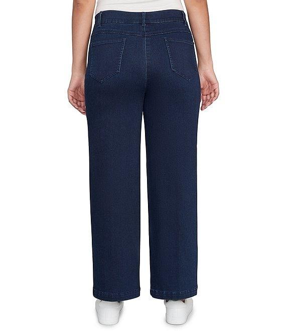 Ruby Rd. Petite Size Soft Terry Wide Leg Relaxed Ankle Denim Jeans Product Image