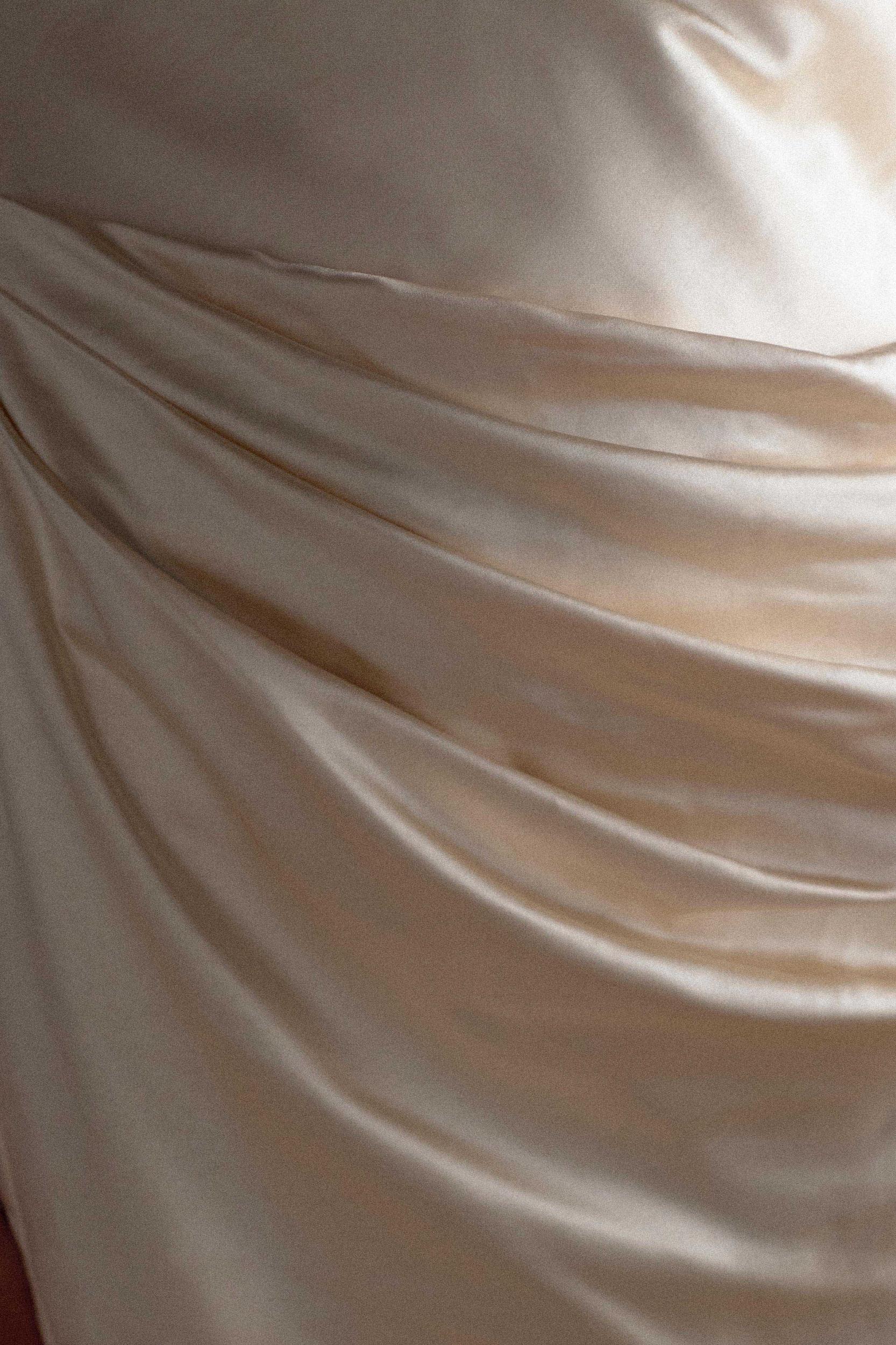 Dalia Off Shoulder Satin Maxi Dress - Blush Gold Product Image