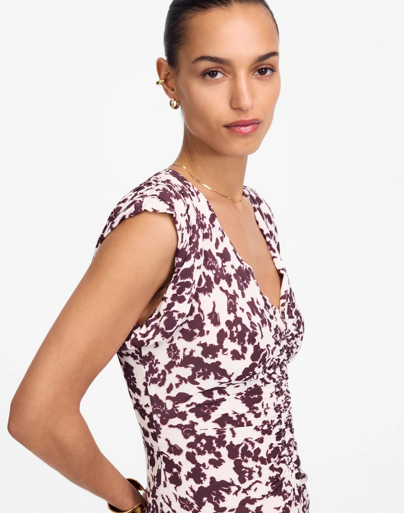 Ruched Flutter Sleeve Midi Dress Product Image