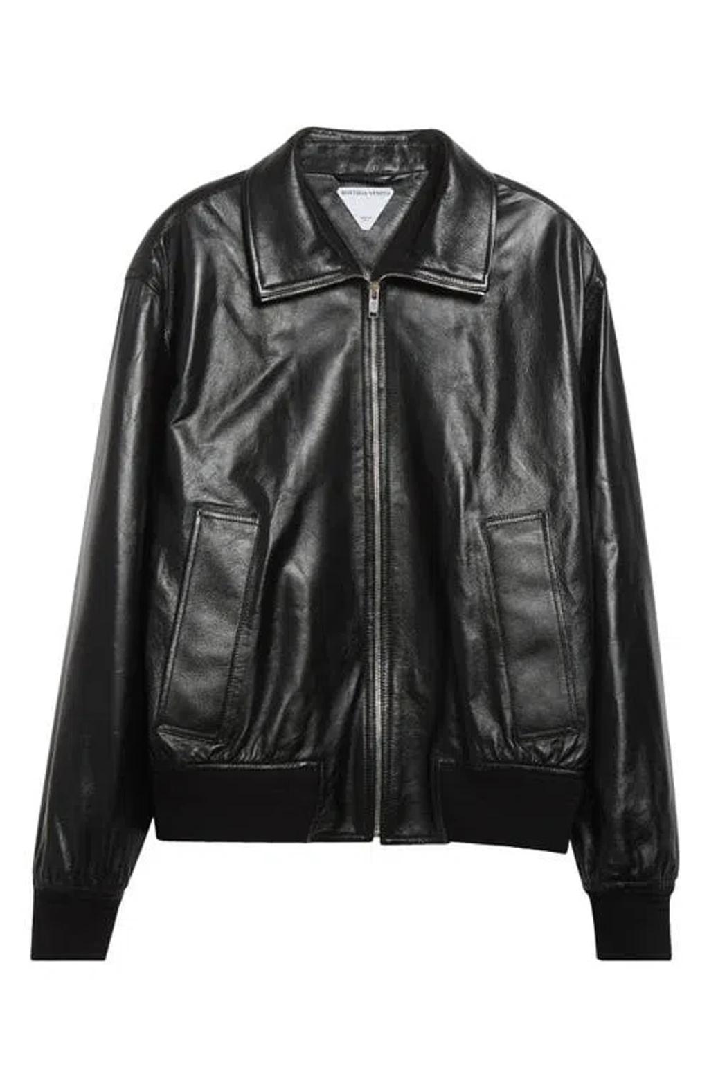 BOTTEGA VENETA Nappa Leather Coat With Classic Collar In Black Product Image