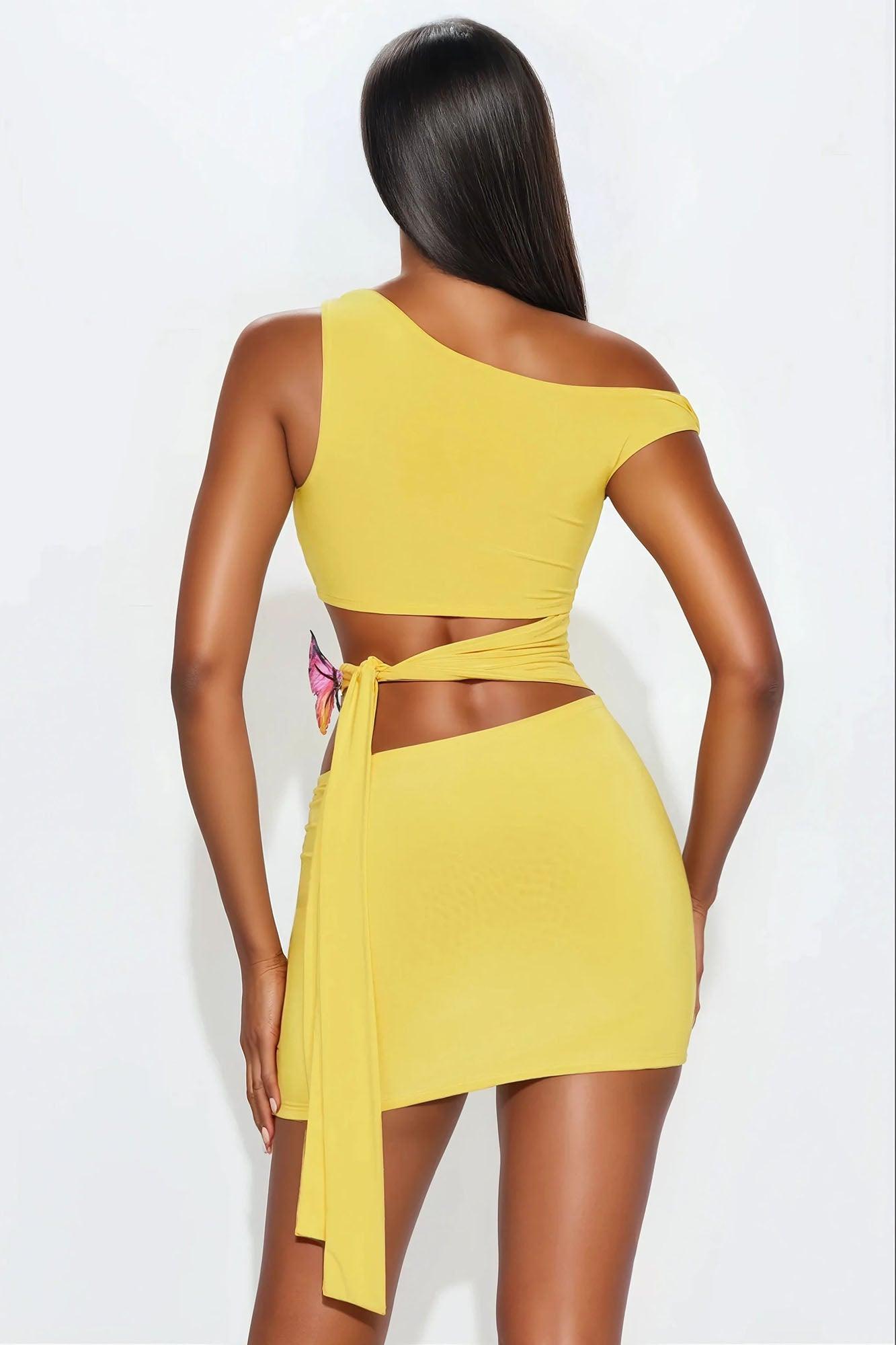 Luella Cut Out Mini Dress - Yellow Product Image