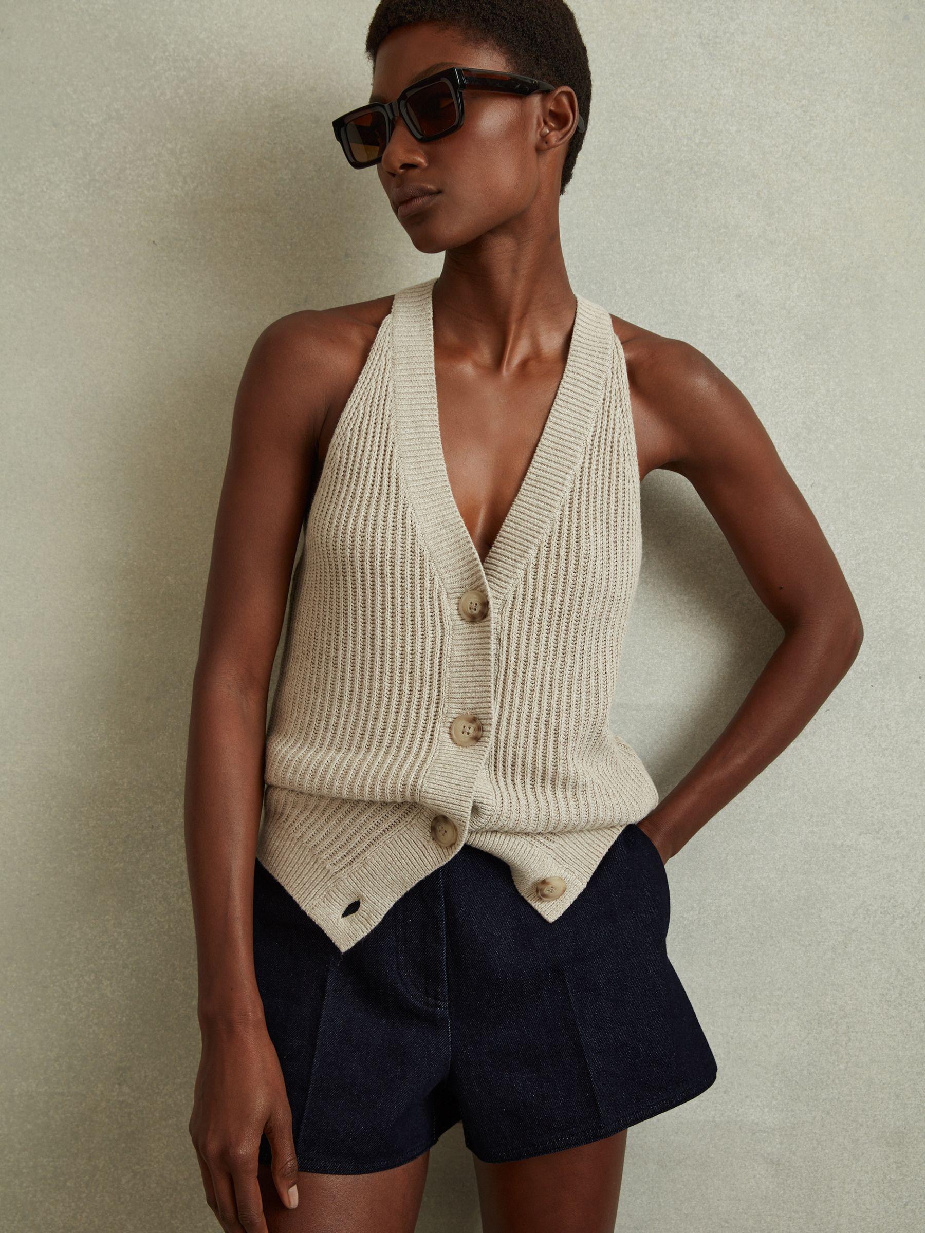 High-Rise Denim Suit Shorts in Dark Blue Product Image